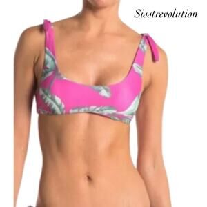 Sisstrevolution Lillianna Fuchsia Leaf Tie Bralette Bikini Top NWOT Size L